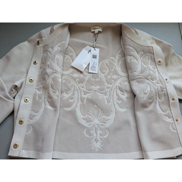 NWT L'AGENCE Kota Jacquard Cropped Cardigan Size XXL Ivory #3C511 - Picture 7 of 14